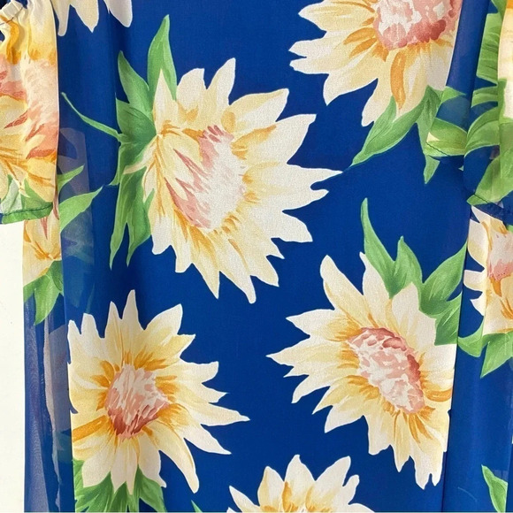 Show Me Your Mumu Birdie Ruffle Dress Womens XS Small Navy Blue Sunflower Mini - Picture 5 of 11